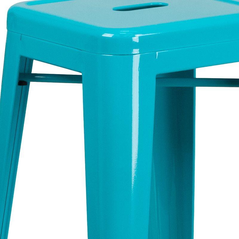 Emma and Oliver Commercial Grade 30"H Backless Metal Indoor-Outdoor Barstool with Square Seat