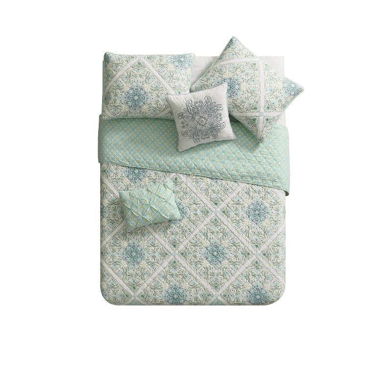 Aqua Reversible Microfiber Full Quilt Set