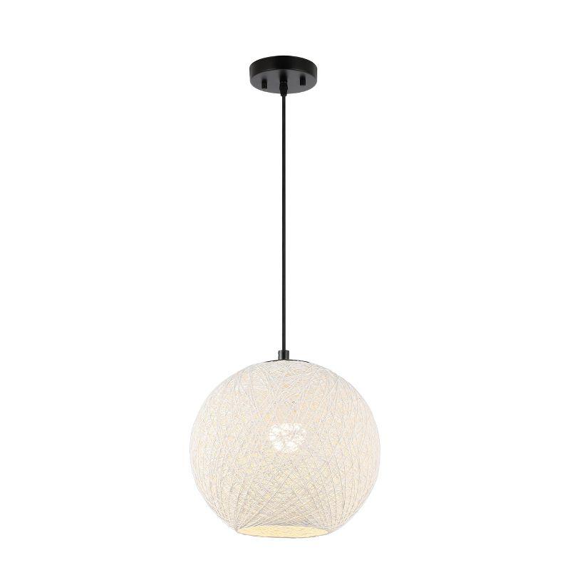 White Bohemian Woven Globe LED Pendant Light