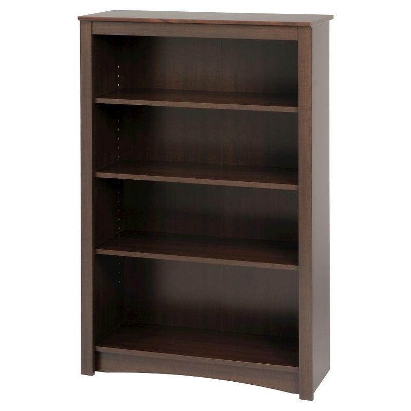 4 Shelf Bookcase Espresso - Prepac: Laminated Wood Composite, Metal Hardware, 80 lbs Capacity