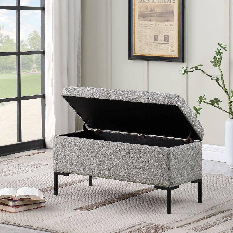 Medium Storage Bench with Metal Legs Gray Woven - HomePop