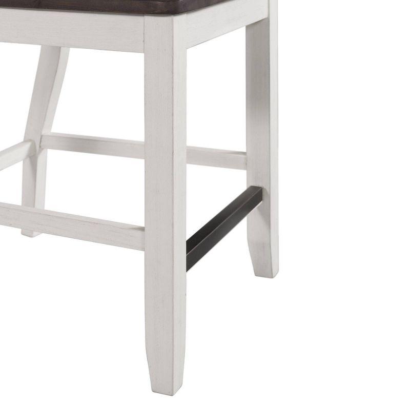 2pc Jamison Two-Tone Counter Height Barstool White - Picket House Furnishings: Mid-Century Modern, Armless, Slat Back