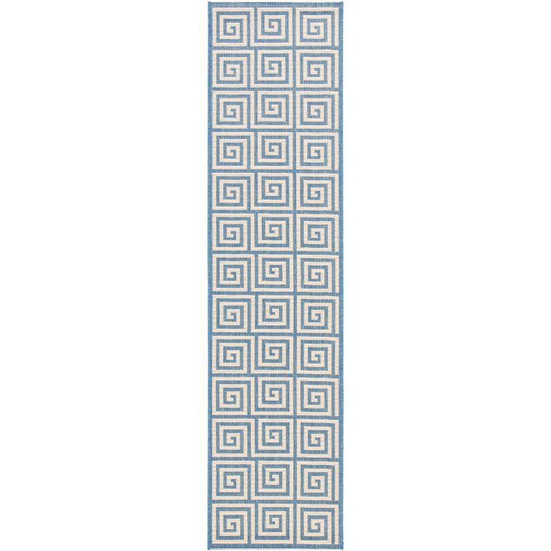 Blue and Cream Non-slip Stain-resistant Area Rug