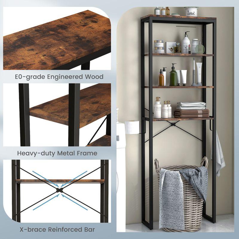 Costway Bathroom 4-Tier Over the Toilet Storage Rack Freestanding  Organizer Rustic Brown