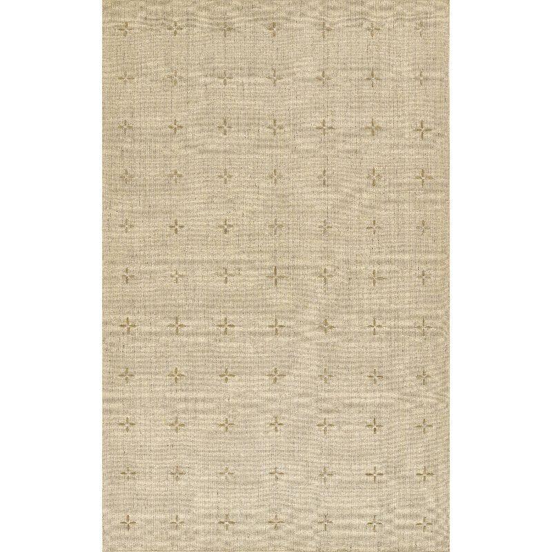 Momeni 9'x12' Oliver Cross Handloomed Area Rug Natural: Geometric Pattern, Wool & Polyester, Low Pile, Indoor Use