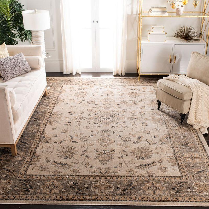 Gray Floral 10' x 14' Wool and Silk Area Rug