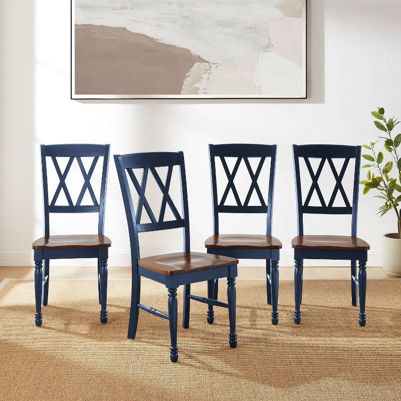 Crosley Shelby 4pc Dining Chair Set Navy: Traditional Design, Rubberwood Frame, X-Back