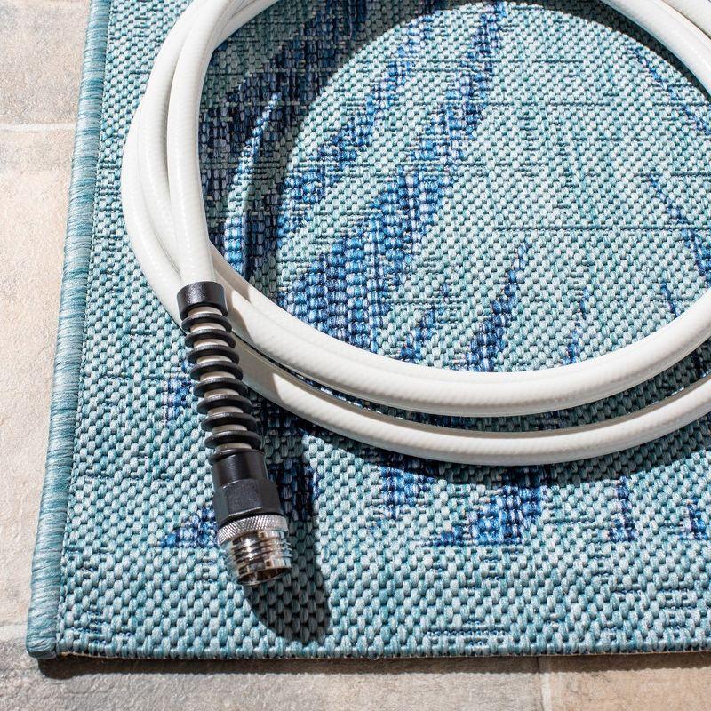 Courtyard CY7557 Power Loomed Indoor/Outdoor Area Rug - Aqua/Navy - 6'7"x6'7" - Safavieh.