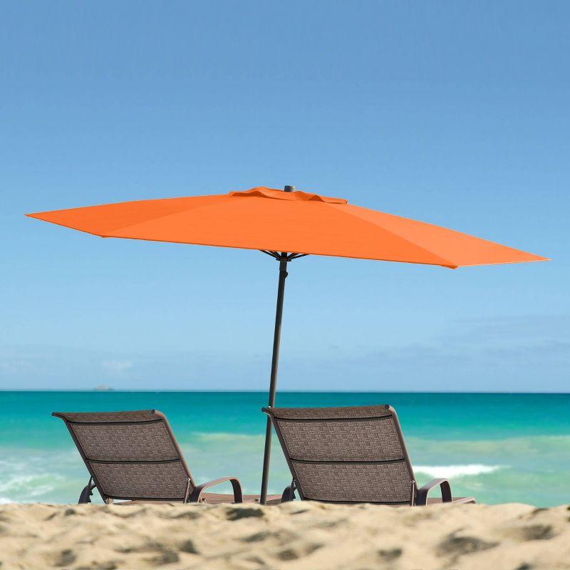 7.5' x 7.5' UV and Wind Resistant Beach/Patio Umbrella Orange - CorLiving: Steel Frame, Polyester Canopy, Includes Carrying Bag