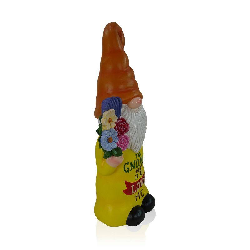 24" Magnesium Oxide "To Gnome Me is To Love Me" Indoor/Outdoor Garden Gnome Statue Orange/Yellow - Alpine Corporation