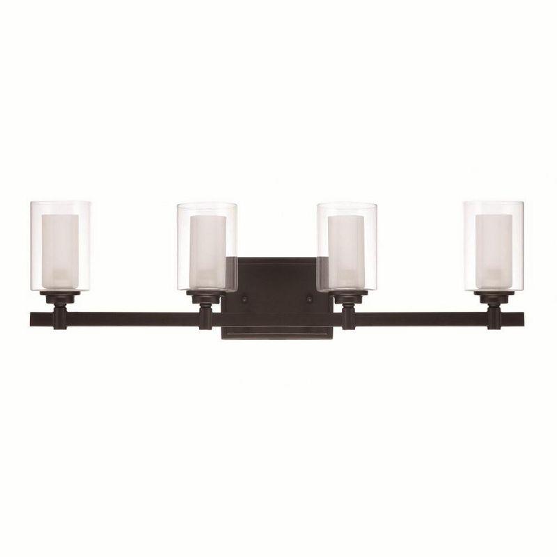 Espresso Modern 26.75" Vanity Light with Clear Glass Shades