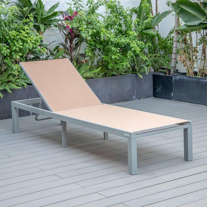 Marlin Light Brown Aluminum Sling Patio Chaise Lounge Chair