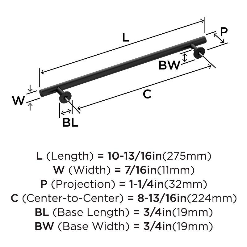 Matte Black 8-13/16" Modern Industrial Bar Pull