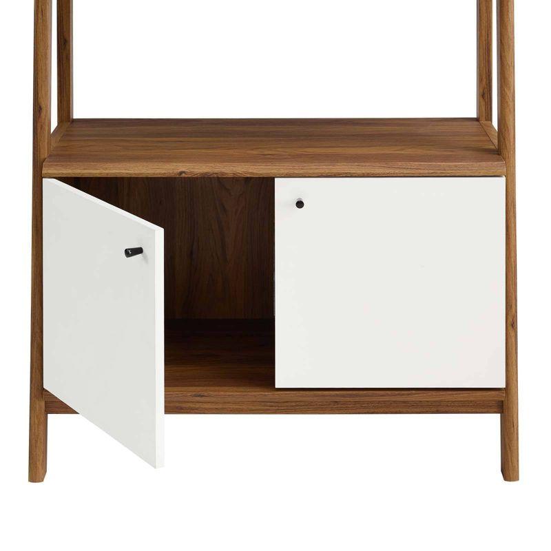 71" Bixby Bookshelf Display White/Walnut - Modway: Modern Arched Design, 4-Tier Storage, Metal Hardware