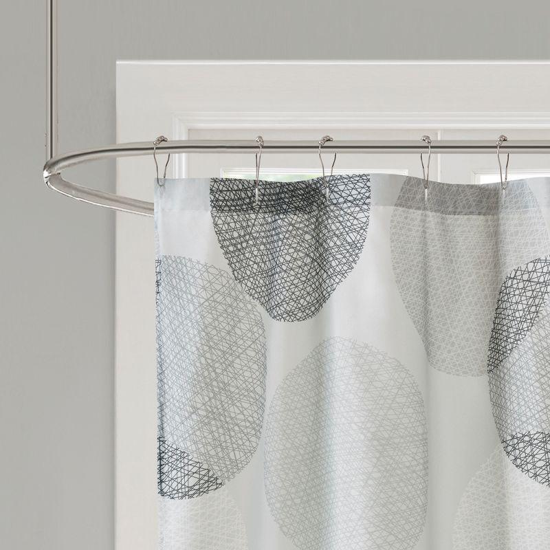 Gray Geometric Fabric Shower Curtain with Liner, 72x72"