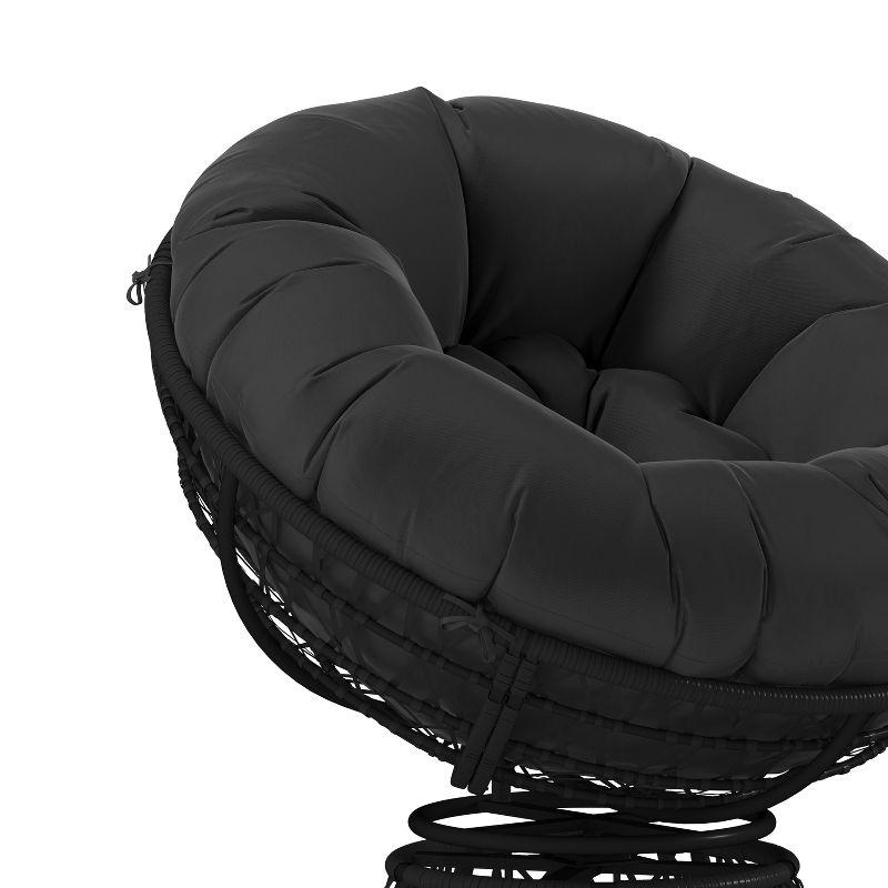 Merrick Lane Papasan Style Woven Wicker Swivel Patio Chair with Removable All-Weather Cushion