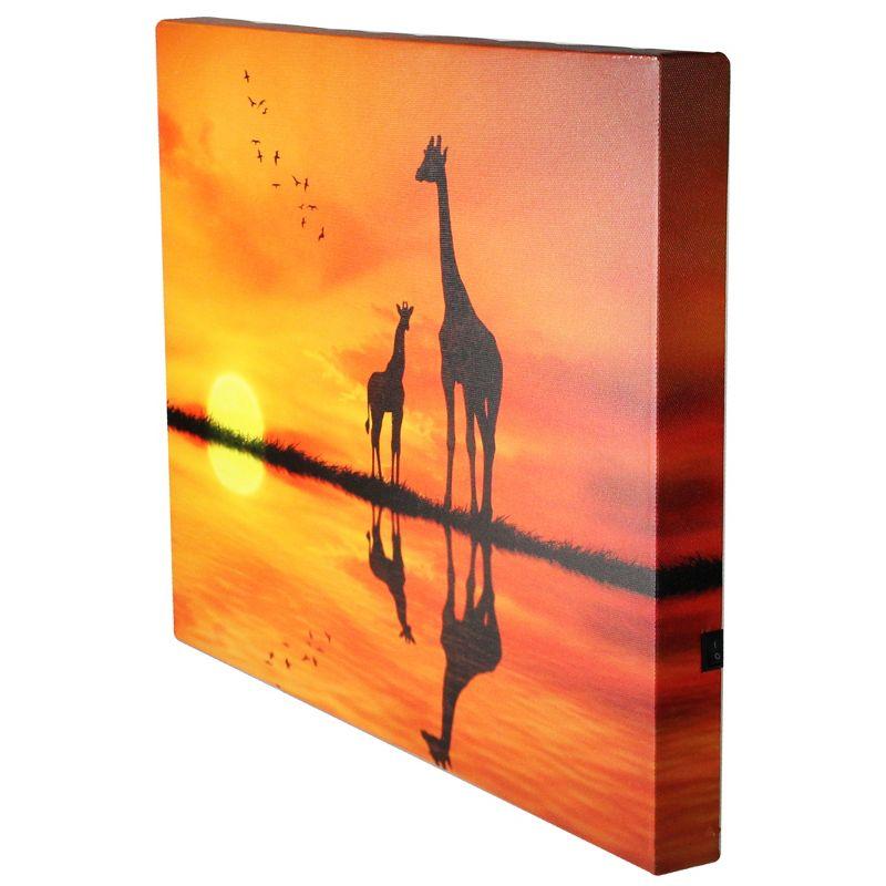 Northlight Safari Sunset LED Back Lit Giraffe and Baby Canvas Wall Art 11.75" x 15.75"