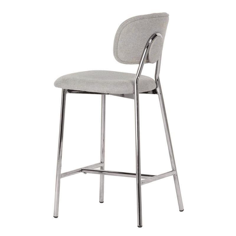 Ariana Gray Linen Counter Stool (Set of 2) - Silver Legs