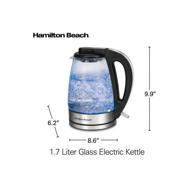 Hamilton Beach 1.7L Glass Electric Kettle with LED Indicator