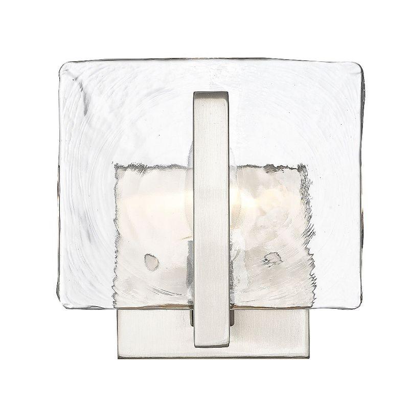 Pewter and Glass Dimmable Wall Sconce with Hammered Water Glass