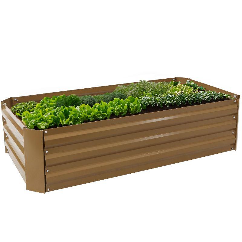 Sunnydaze Raised Hot Dip Galvanized Steel Rectangle Garden Bed for Plants, Vegetables, and Flowers - 48" L x 11.75" H - Brown