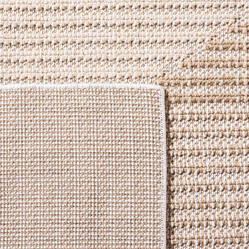 Ivory and Beige Square Synthetic Indoor/Outdoor Rug