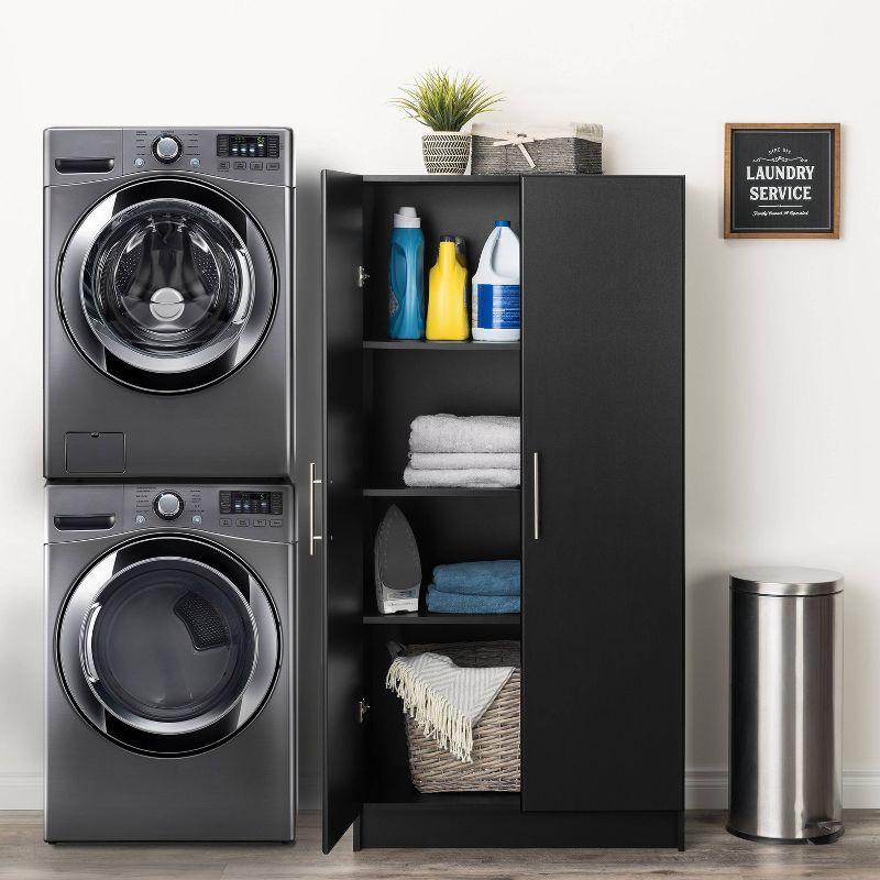 Sleek Black Living Room Cabinet with Adjustable Shelving