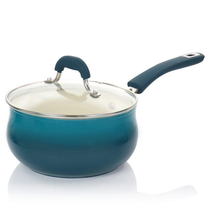 Oster Corbett 8 Piece Nonstick Aluminum Cookware Set in Teal