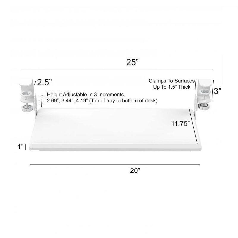 Stand Up Desk Store Clamp-On Retractable Adjustable Keyboard Tray / Under Desk Keyboard Tray | Increase Comfort And Usable Desk Space | For Desks Up To 1.5"