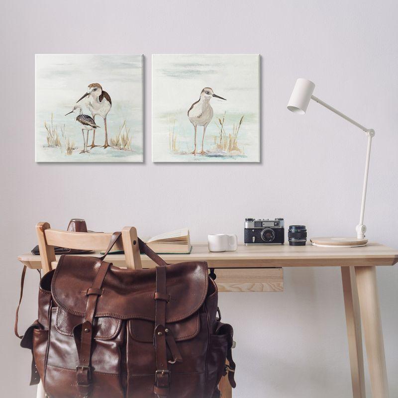 Sandpipers Among Beach Grasses Canvas Wall Art Set