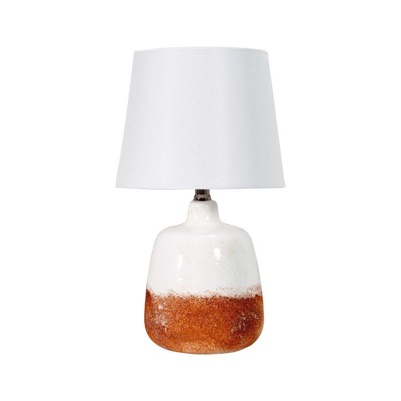 White and Brown Ombre Ceramic Table Lamp, 18-inch