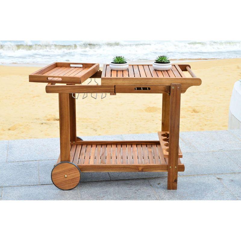 Orland Outdoor Tea Trolley PAT7010 - Natural - Safavieh