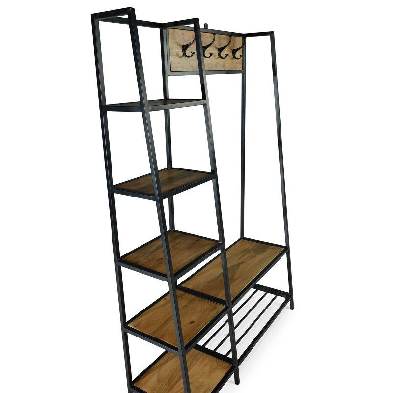 Hampton Hall Tree Wood and Frame Brown/Black - Steve Silver Co.: Mango Wood, Iron Hooks, Shoe Storage