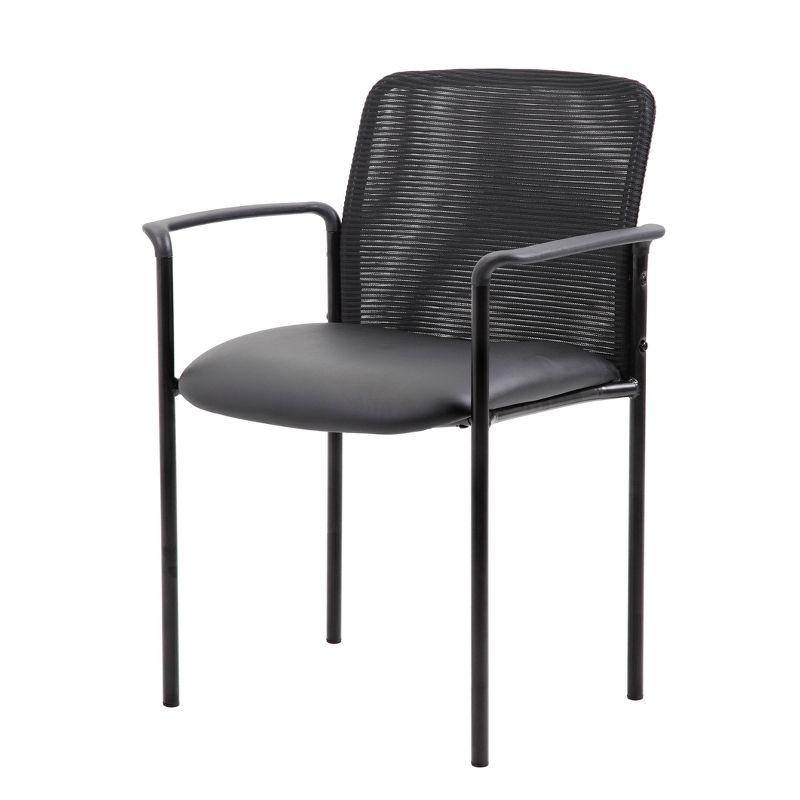 Guest Chair Black - Boss Office Products: Modern Upholstered Office Seating with Lumbar Support, Fixed Arms