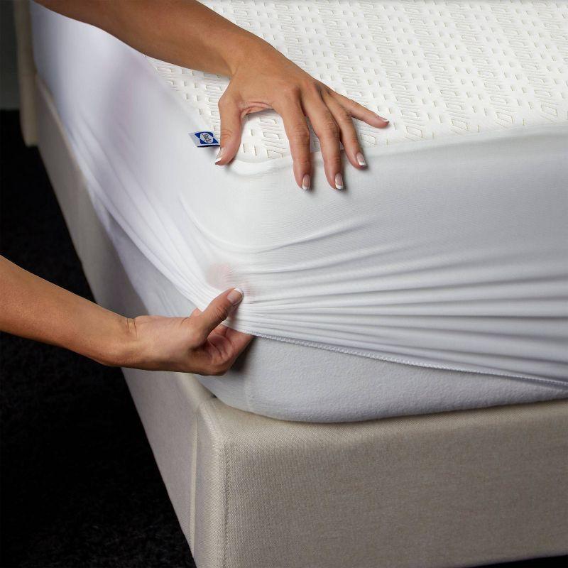 Sealy Twin FLEX Copper Waterproof Machine Washable Fitted Mattress Protector: Knitted Polyester, Fits 18" Depth
