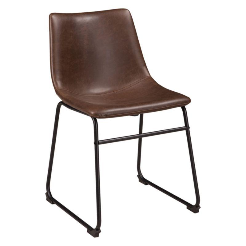 Low Brown Faux Leather Upholstered Metal Side Chair