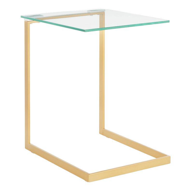 Zenn Gold Metal and Clear Glass Rectangular Side Table