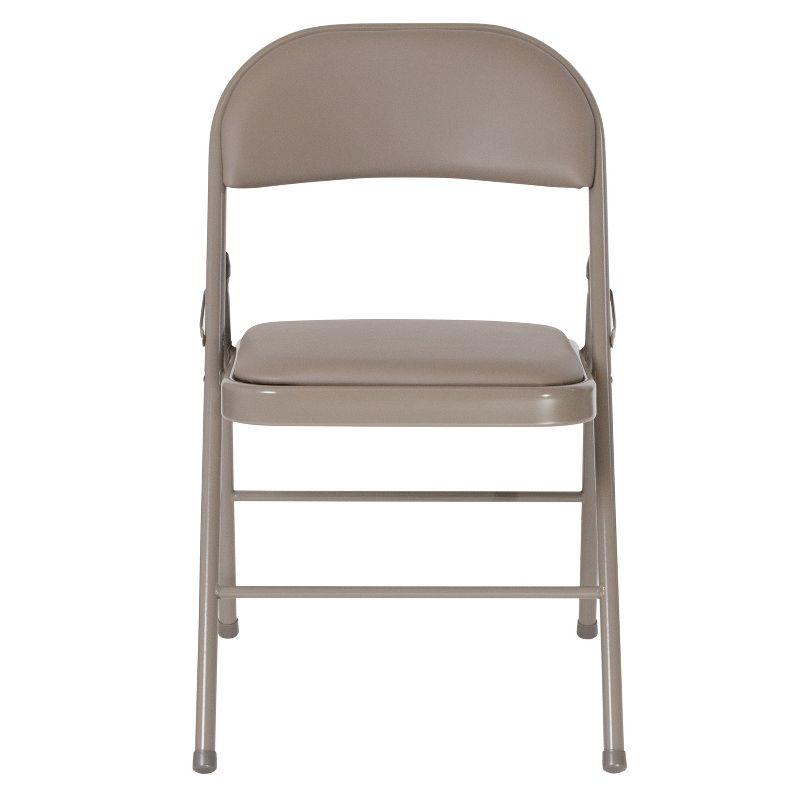 Hercules Series Double Braced Gray Vinyl Metal Folding Chair - 4 Pack