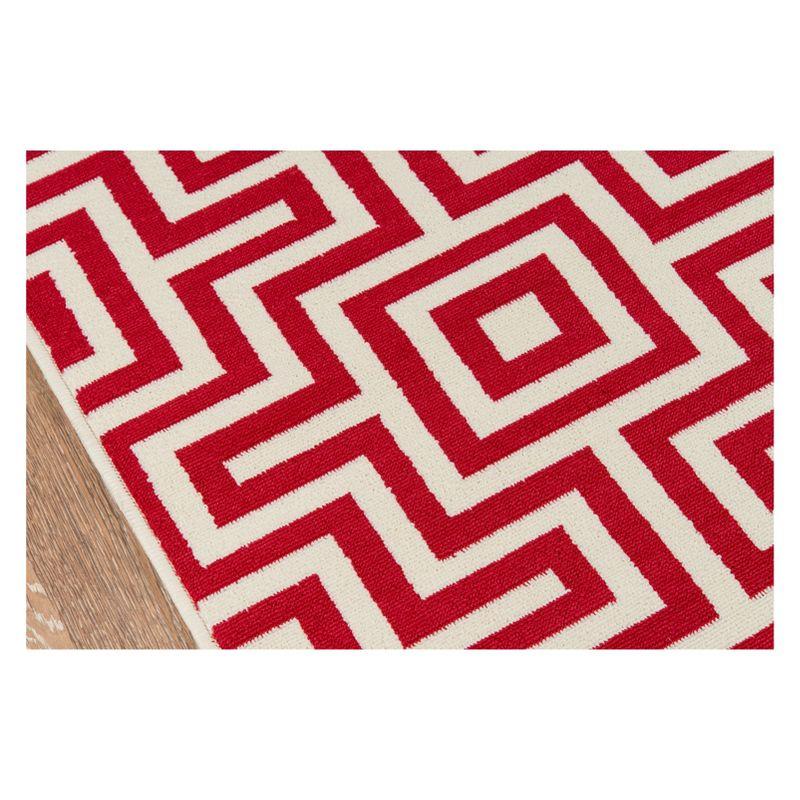 Vibrant Red Nautical Trellis 2'3"x4'6" Outdoor Rug