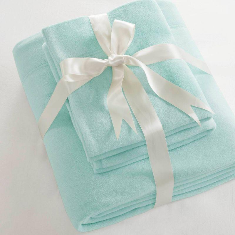 Aqua Twin Microfiber Flannel Plaid Sheet Set