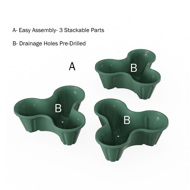 Set of 3 Stacking Planter Tower - 3-Tier Space Saving Flower Pots - Indoor/Outdoor Vertical Herb And Vegetable Planter by Pure Garden (Hunter Green)