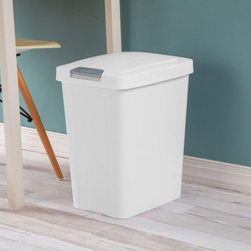 Sterilite Gallon TouchTop Narrow Plastic Wastebasket with Secure Titanium Latch for Kitchen, Bathroom, and Office Use