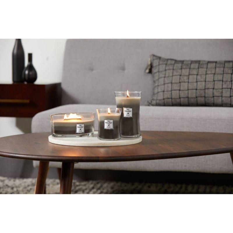 21.5oz Large Hourglass Jar Candle Warm Woods Trilogy - WoodWick