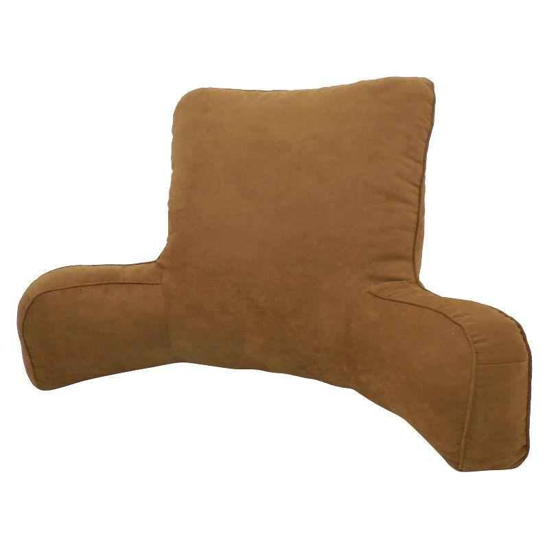 Brown Suede Oversized Bed Rest Lounger with Wide Arms