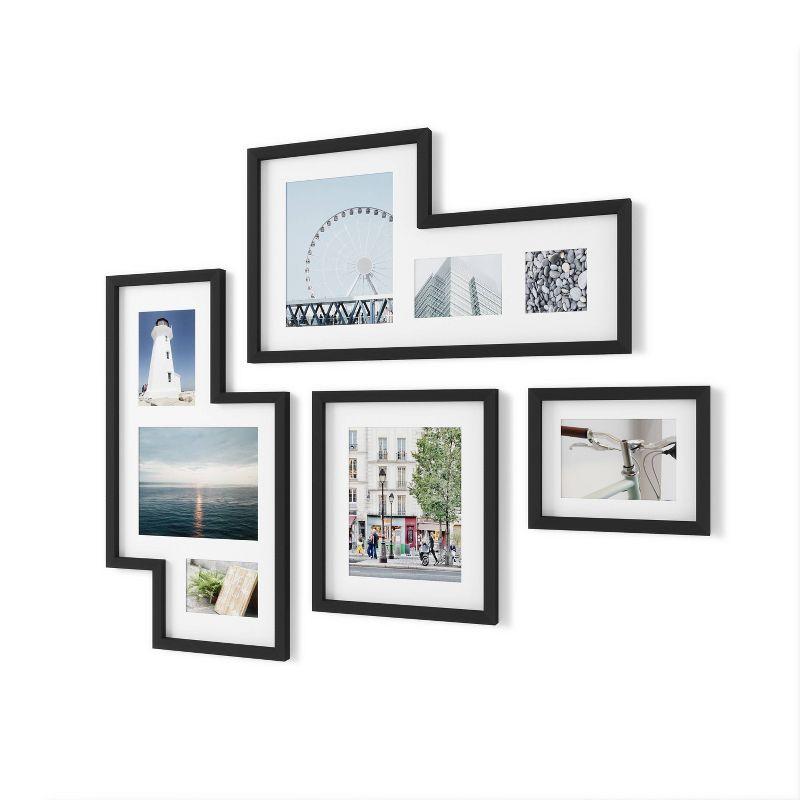 Mingle Gallery Picture Frames Set Black - Umbra: Modern Wall Collage, Multi-Size Photo Display, Sawtooth Mount