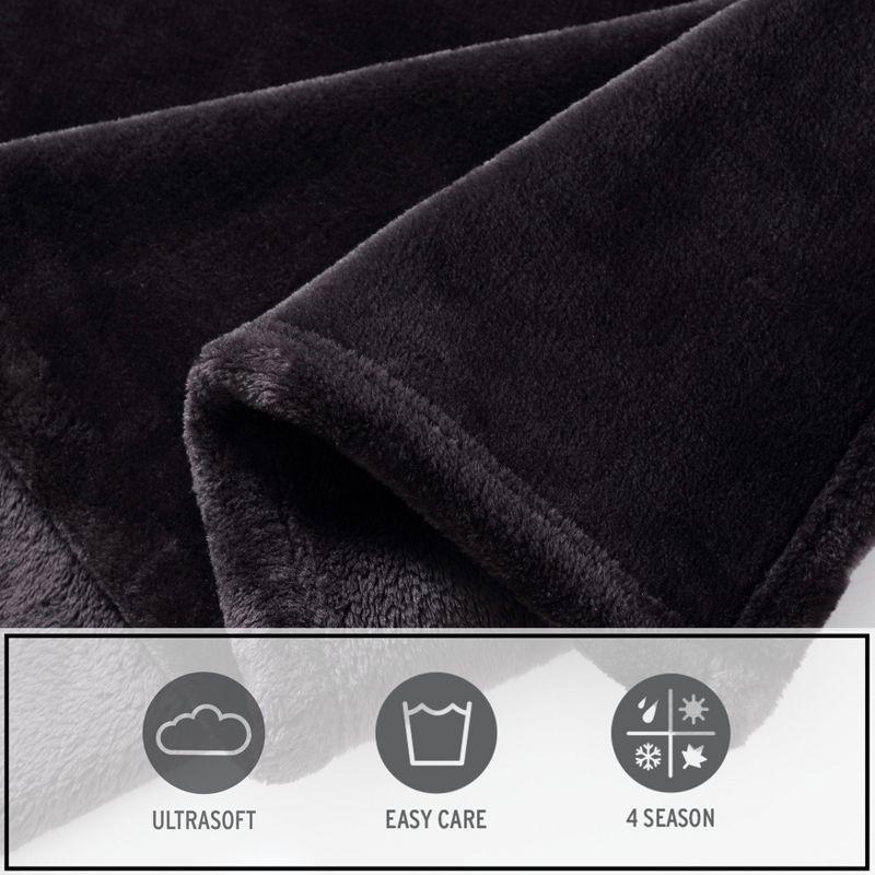 Eddie Bauer Ultra Lux Plush Solid Black Throw Blanket