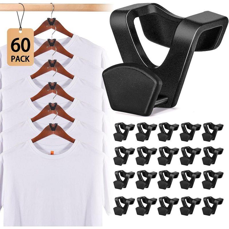 HOUSE DAY Space Saving Hanger Hooks Connector Black 60 Pack