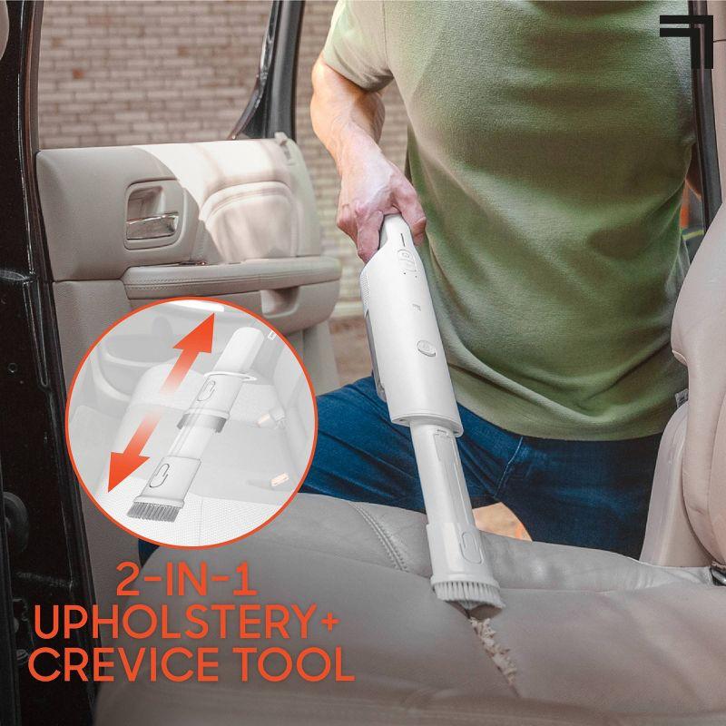 Sharper Image Handheld Vacuum with High-Speed 120W Brushless Motor, Cordless White: Portable, Bagless, HEPA Filter, Multi-Surface