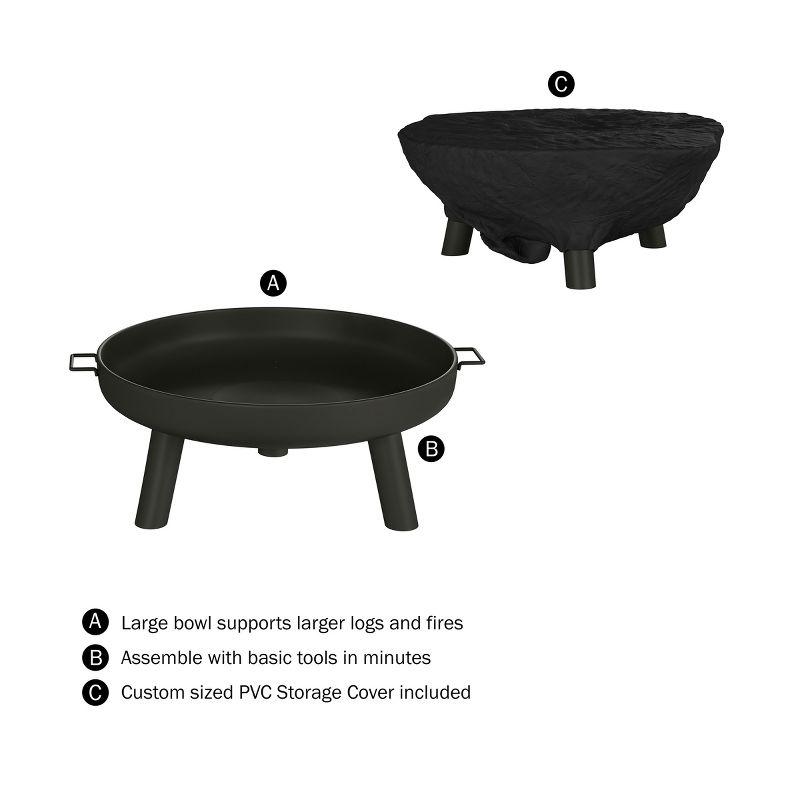 Nature Spring Round Steel Outdoor Fire Pit – Black