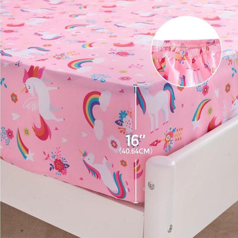 Joyfy Kids Twin Sheet Set Unicorn- 3 Piece Soft Microfiber Bed Sheets- Cozy Toddler Bedding Set for Boys Girls Teens